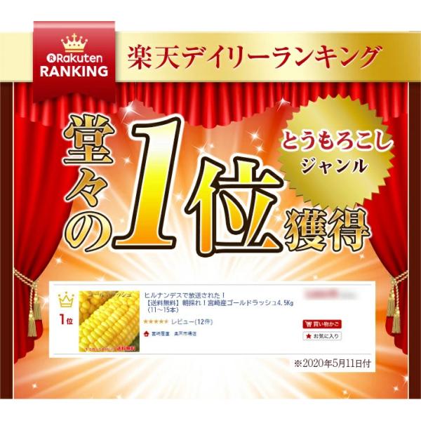 朝採れ！宮崎産ゴールドラッシュ4.5Kg（2Lサイズ約13本） ご注文をお受けした順に5月下旬頃から発送いたします・ゴールドラッシュ・ヤマト運輸のクール便になります