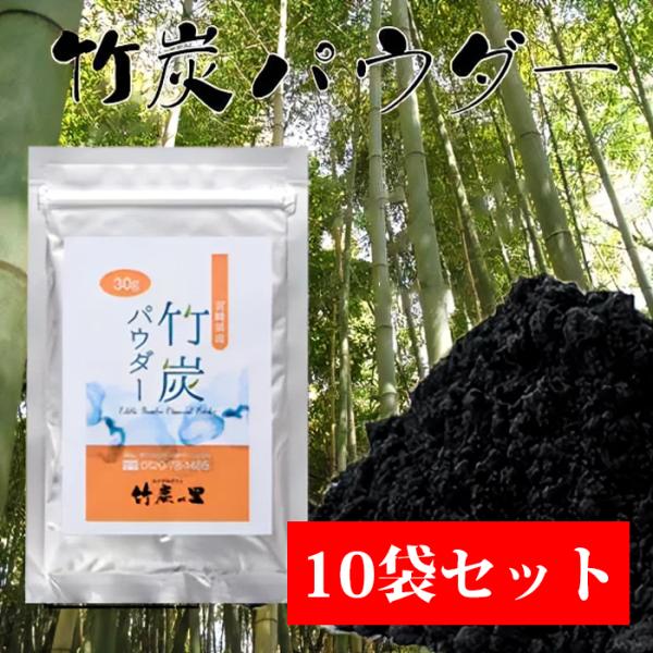 竹炭パウダー 30g 10袋セット  100%天然 食用 竹炭パウダー